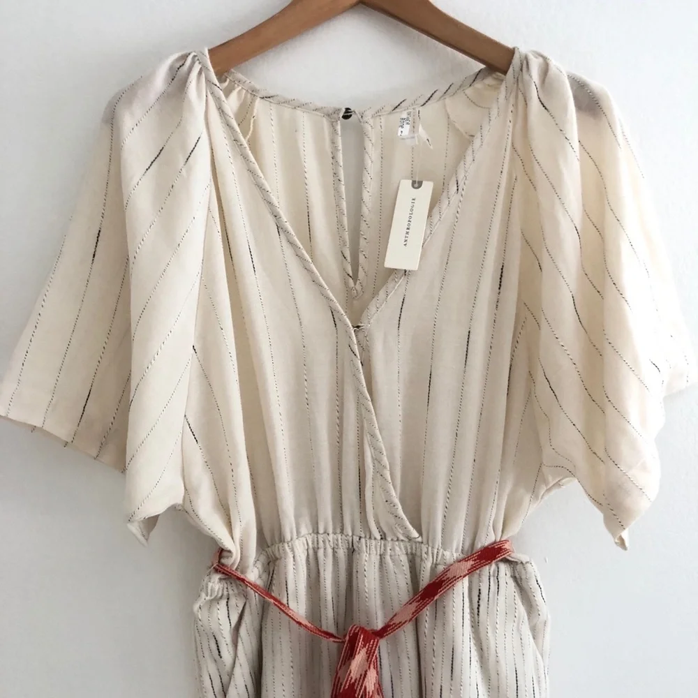 (70% OFF) NWT Feather Bone Anthropologie Textured Sash Tie Jumpsuit S MSRP: $250 - Picture 4 of 10